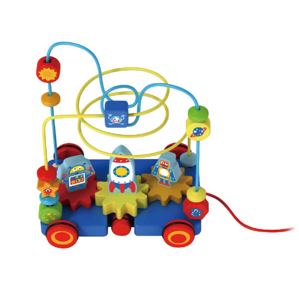 Wooden bead wire maze toy, space bead maze drag, children's early education toys - Image 2