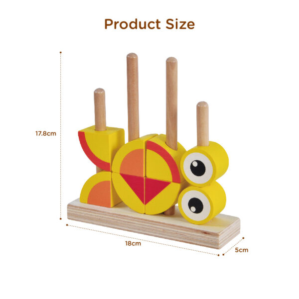 Wooden geometric stacking blocks, butterfly building block puzzle, educational Intellectual Toddler Multi-Shape Stacking Toy Set for Toddler Boys and Girls - Image 5