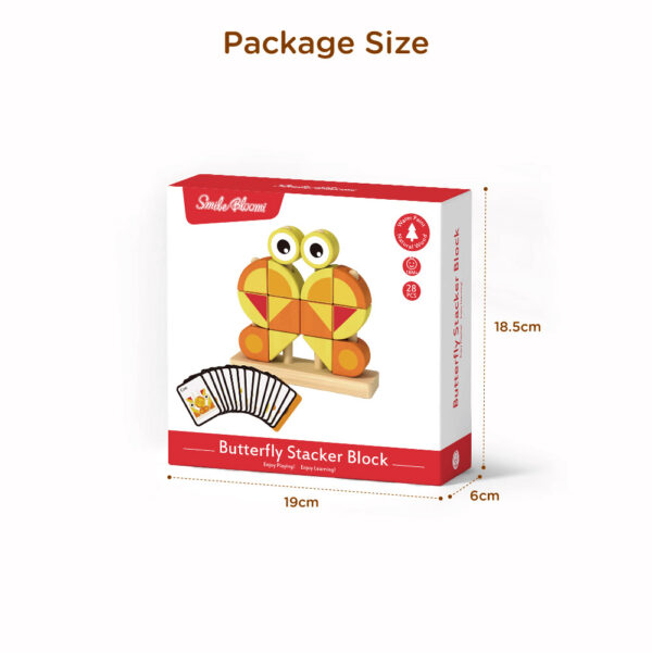 Wooden geometric stacking blocks, butterfly building block puzzle, educational Intellectual Toddler Multi-Shape Stacking Toy Set for Toddler Boys and Girls - Image 6