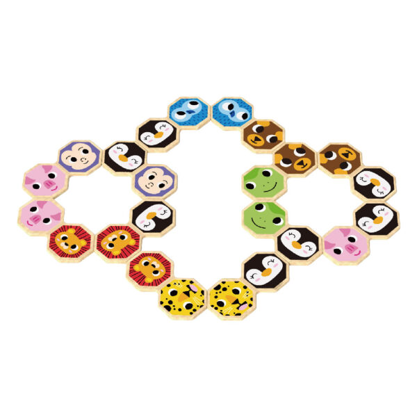 Wooden domino puzzle educational animal domino building blocks suitable for preschool children to learn