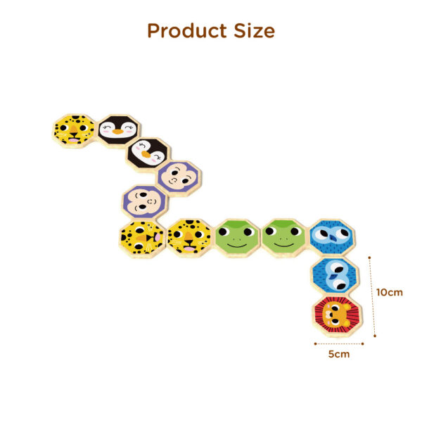 Wooden domino puzzle educational animal domino building blocks suitable for preschool children to learn - Image 3
