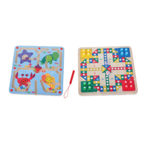 Montessori 2 in 1 marine animal maze chess board and flying chess combination wooden children's educational concentration toys