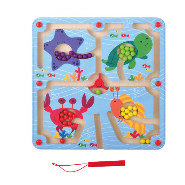Montessori 2 in 1 marine animal maze chess board and flying chess combination wooden children's educational concentration toys - Image 2