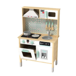 Children's wooden kitchen toy set | Including microwave, refrigerator and pots | Fun pretend cooking toys | Suitable for children's pretend games