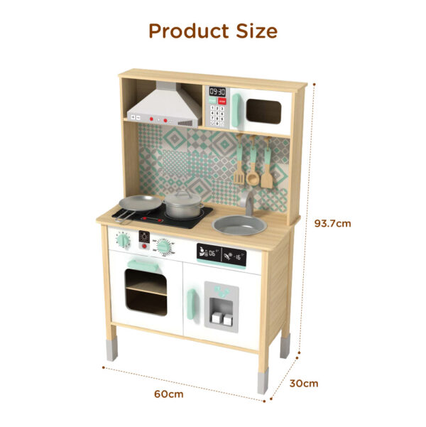Children's wooden kitchen toy set | Including microwave, refrigerator and pots | Fun pretend cooking toys | Suitable for children's pretend games - Image 3