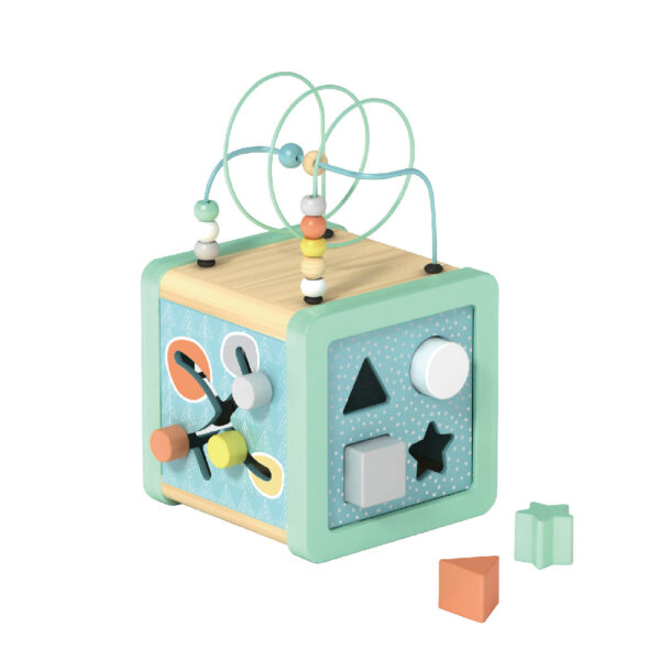 Wooden Rubik's Cube Toys Beaded Maze Gear Building Blocks Shape Matching Abacus Stand Children's Educational Multifunctional Activity Rubik's Cube Learning Toys - Image 2