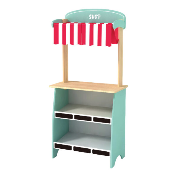 Wooden Puppet Theater Toys Children's 2-in-1 Theater and Grocery Educational Role Play Toys, Children's Wooden Theater with Curtains - Image 2