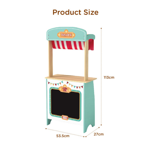 Wooden Puppet Theater Toys Children's 2-in-1 Theater and Grocery Educational Role Play Toys, Children's Wooden Theater with Curtains - Image 4