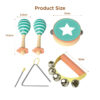 Children's Wooden Musical Instrument Set, Contains Maracas, Triangle Bells with Strike, Rattles, Tambourine Musical Toys for Toddlers and Kids, Rhythm and Educational Toys for Boys and Girls
