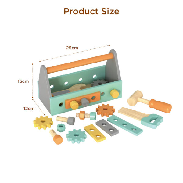 Wooden tool box toys children's educational portable multifunctional repair tool box - Image 2