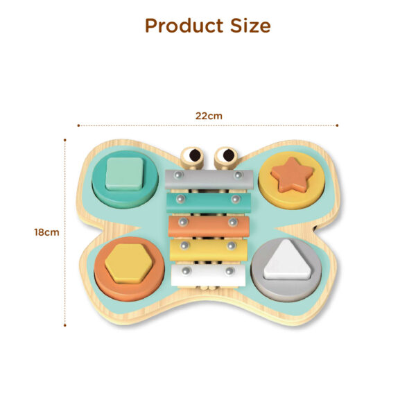 Wooden musical instrument toys Butterfly wooden educational music toys Shape recognition and xylophone drum Suitable for children - Image 3