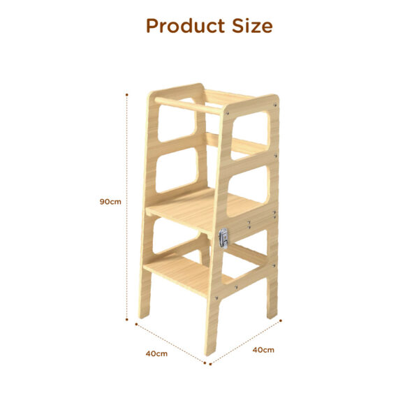 Children's two-in-one table and chair wooden tower step stool, foldable Montessori learning tower step stool for toddlers - Image 3
