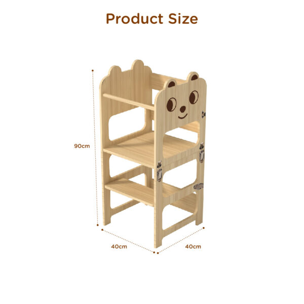 Children's 2-in-1 table and chair wooden tower step stool, foldable Montessori learning tower step stool for toddlers - Image 3