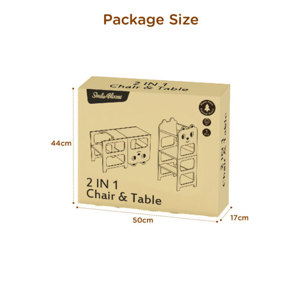 Children's 2-in-1 table and chair wooden tower step stool, foldable Montessori learning tower step stool for toddlers - Image 4