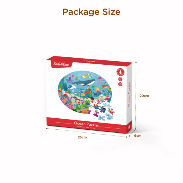 105 Pieces Children's Wooden Round Puzzle, Creative Underwater World Puzzle, Suitable for Boys and Girls, Educational Toys - Image 4