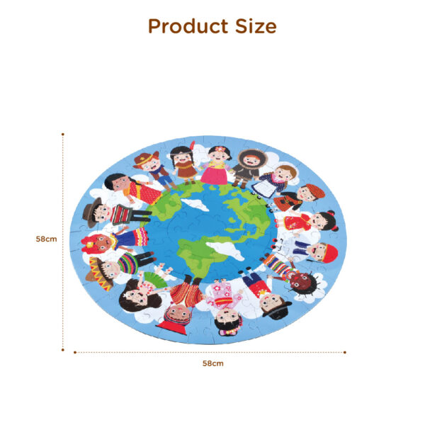 105-piece Children's Wooden Round Jigsaw Puzzle, Creative Global Village Jigsaw Puzzle for Boys and Girls, Educational Toy - Image 3