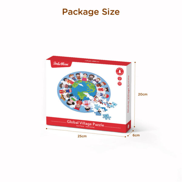 105-piece Children's Wooden Round Jigsaw Puzzle, Creative Global Village Jigsaw Puzzle for Boys and Girls, Educational Toy - Image 4
