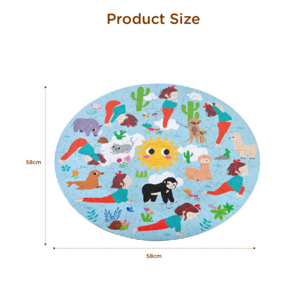 105 Piece Children's Wooden Round Jigsaw Puzzle, Creative Animal Yoga Puzzle for Boys and Girls, Educational Toy - Image 3