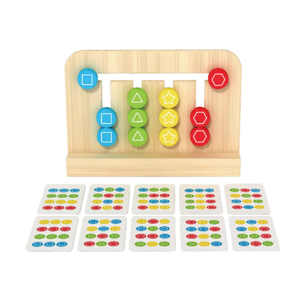 Wooden slide puzzle color shape matching Montessori logic games children's learning toys - Image 2