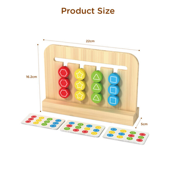 Wooden slide puzzle color shape matching Montessori logic games children's learning toys - Image 3