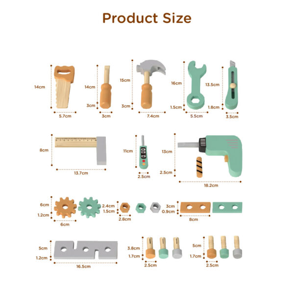 Wooden tool set Children's role-playing engineer repair and installation tool set - Image 3