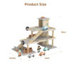 Wooden parking toy set, three-story parking lot with gas pumps, charging piles, ramps and elevators Preschool toys and role play