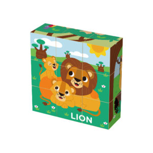 Wooden building block animal Rubik's cube puzzle, forest animal 9-piece wooden 6-sided puzzle, children's educational toys