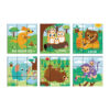 Wooden building block animal Rubik's cube puzzle, forest animal 9-piece wooden 6-sided puzzle, children's educational toys