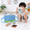 Wooden social media game set role play stand camera toy suitable for children's social interaction