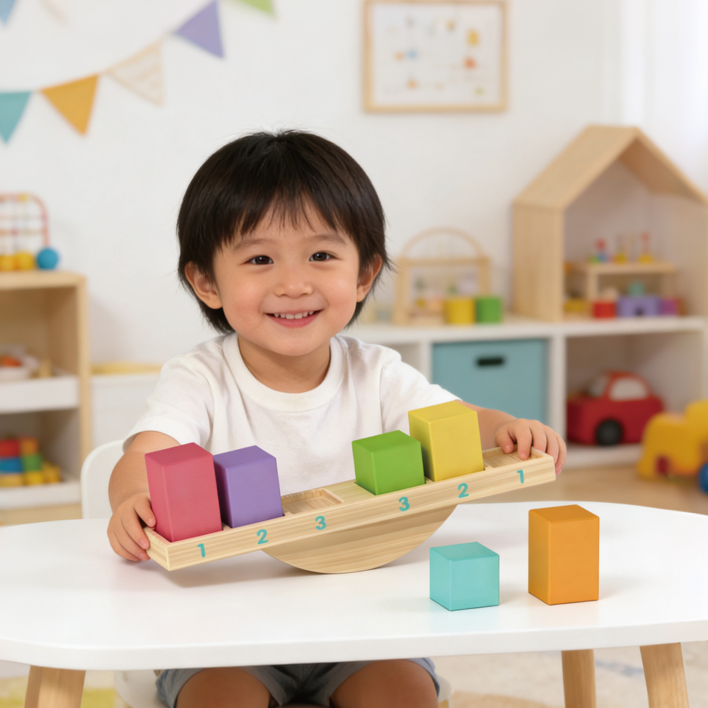 Wooden color balance game, children's balance toys, preschool educational stacking and balance toys