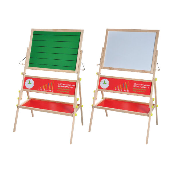 2-in-1 Wooden White Dry Erase Easel Board and Blackboard Children's Standing Easel Board Children's Writing Board Educational Toys
