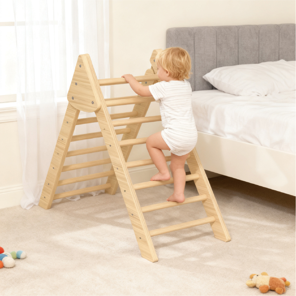 Wooden children's ladder Indoor climbing frame set Children's sensory training toys Toddler ladder learning frame