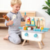 Wooden BBQ Toy Food Set, Role Play Kitchen Cooking Toy Set for Boys and Girls
