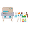 Wooden BBQ Toy Food Set, Role Play Kitchen Cooking Toy Set for Boys and Girls