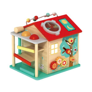 Wooden Play Cube, Montessori wooden hut busy house, multifunctional intellectual learning activity toys, suitable for boys and girls holiday gifts