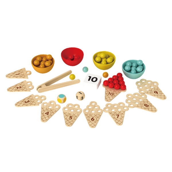 Wooden Montessori Toddler Toys, Children's Ice Cream Clip Beads, Color Sorting, Counting Toys, Fine Motor Math Educational Toys, Suitable for Boys and Girls - Image 2