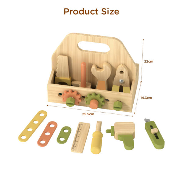 Wooden mini tool box set toys pretend play games - Image 3