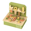 Wooden mini tool bench toy set, children's pretend tool set toy
