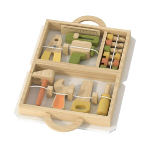 Wooden toolbox toys Children's screw disassembly and assembly Children's multifunctional portable toolbox toys