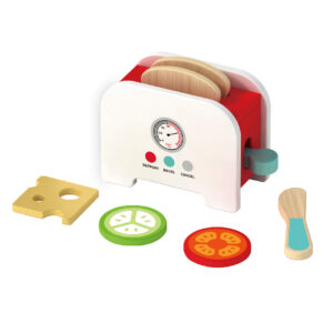 Wooden Toaster Kitchen Set Pop-Up Toaster Role Play Toy for Kids