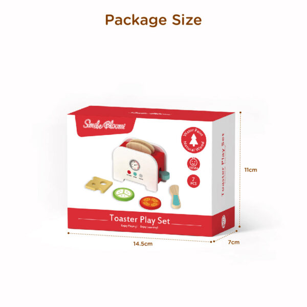 Wooden Toaster Kitchen Set Pop-Up Toaster Role Play Toy for Kids - Image 4