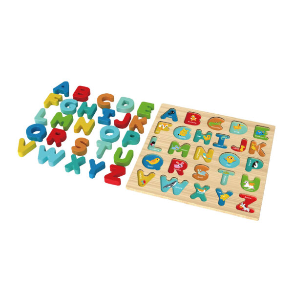 Wooden Alphabet Puzzle 3D Wooden Uppercase Letter Puzzle Montessori Toddler Educational Toys - Image 2