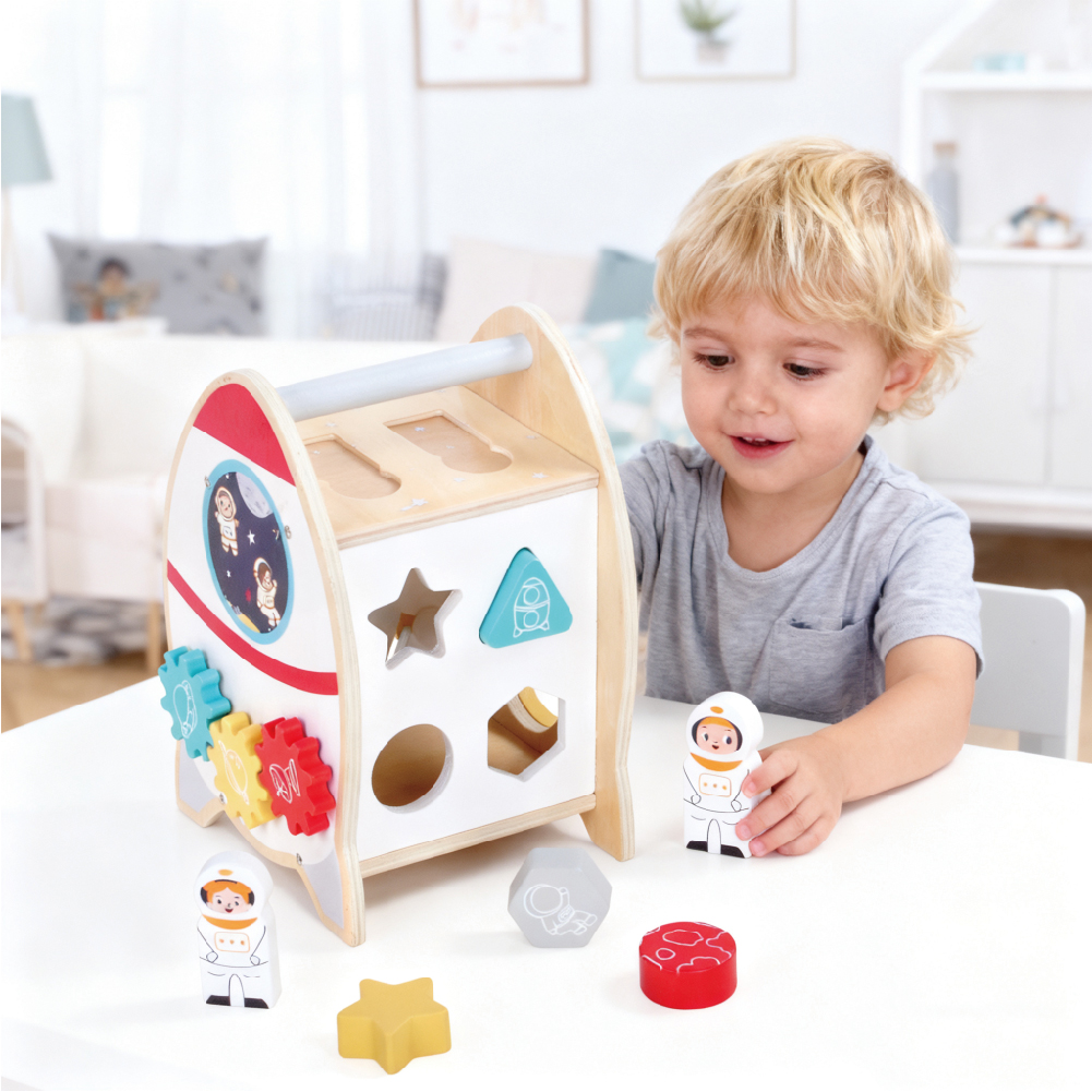 5 in 1 Rocket Blocks Activity Box Montessori Toys Preschool Games Wooden Rocket Toy - Image 2