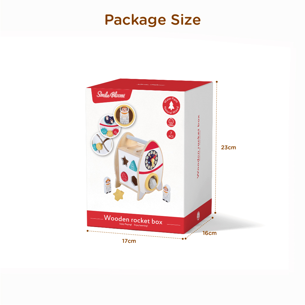 5 in 1 Rocket Blocks Activity Box Montessori Toys Preschool Games Wooden Rocket Toy - Image 4