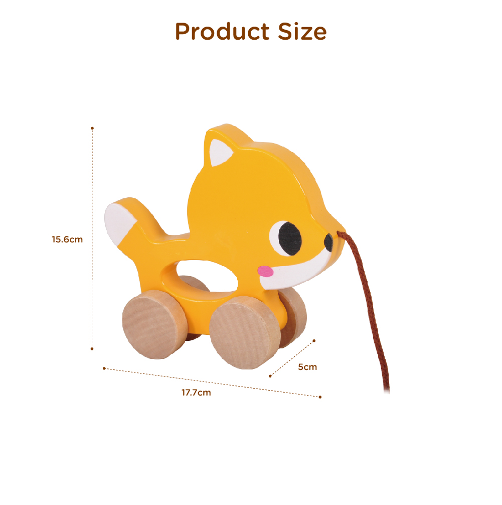 Montessori fox Toy Animal Shaped Wooden Toy Pull Toy - Image 3