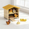 Wooden Chicken Cage Set Toys for Children Pretending to Feed Chicken Animals