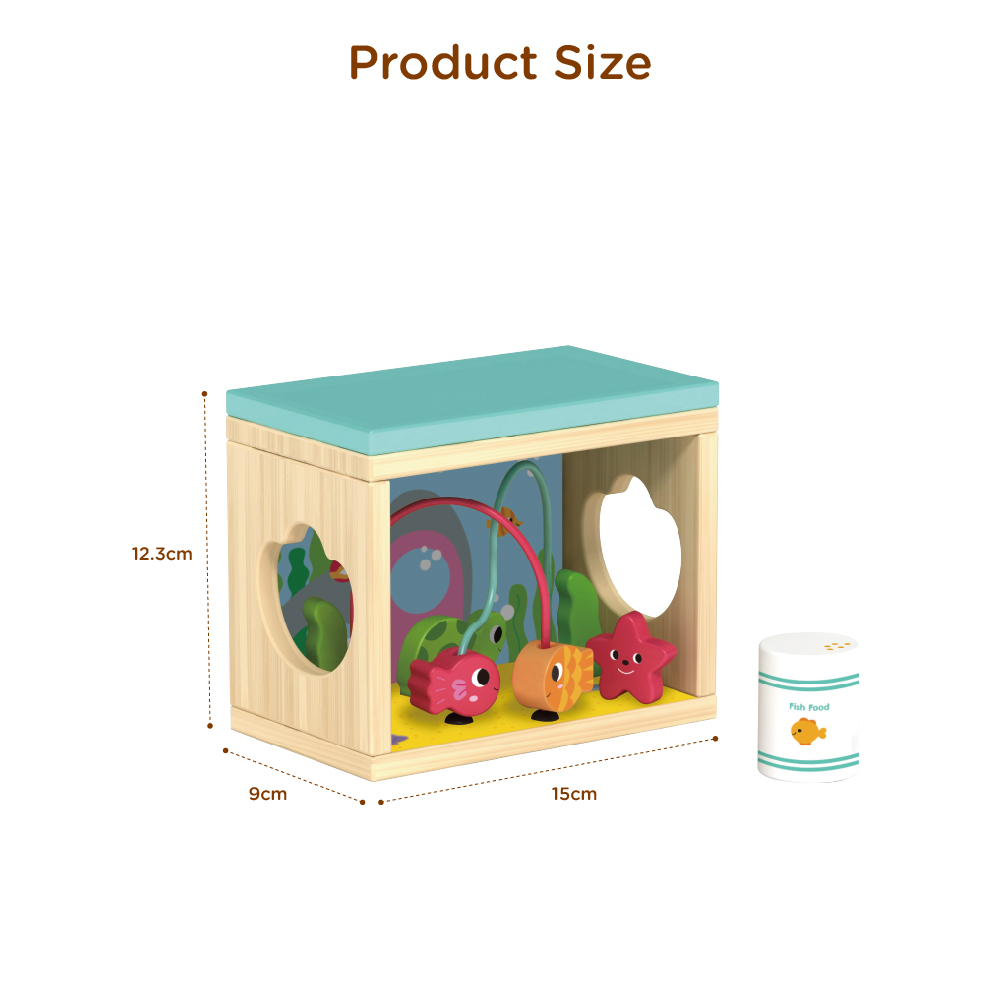 New Wooden Mini Fish tank Set Toy Children's Feeding Pet Interactive Toy - Image 3