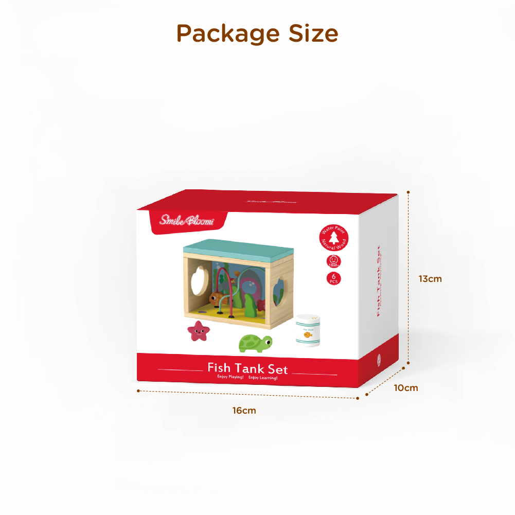 New Wooden Mini Fish tank Set Toy Children's Feeding Pet Interactive Toy - Image 4