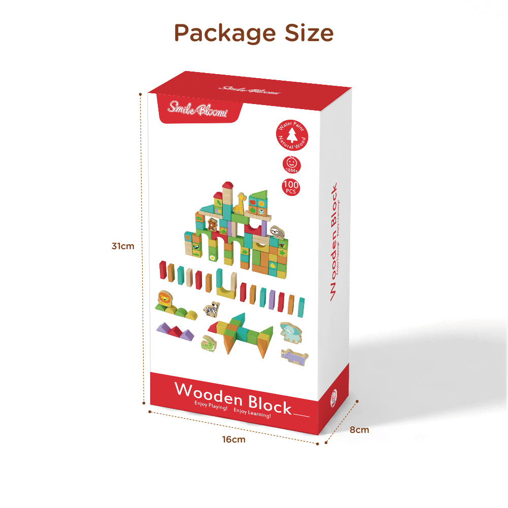 100pcs Wooden Building Block Toys for Early Children's Puzzle Creativity Stacking Forest Building Blocks - Image 4