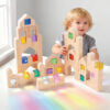 High Quality Montessori Wooden Building Toys Children's Gemstones Acrylic Cubes Creative Stacking Blocks